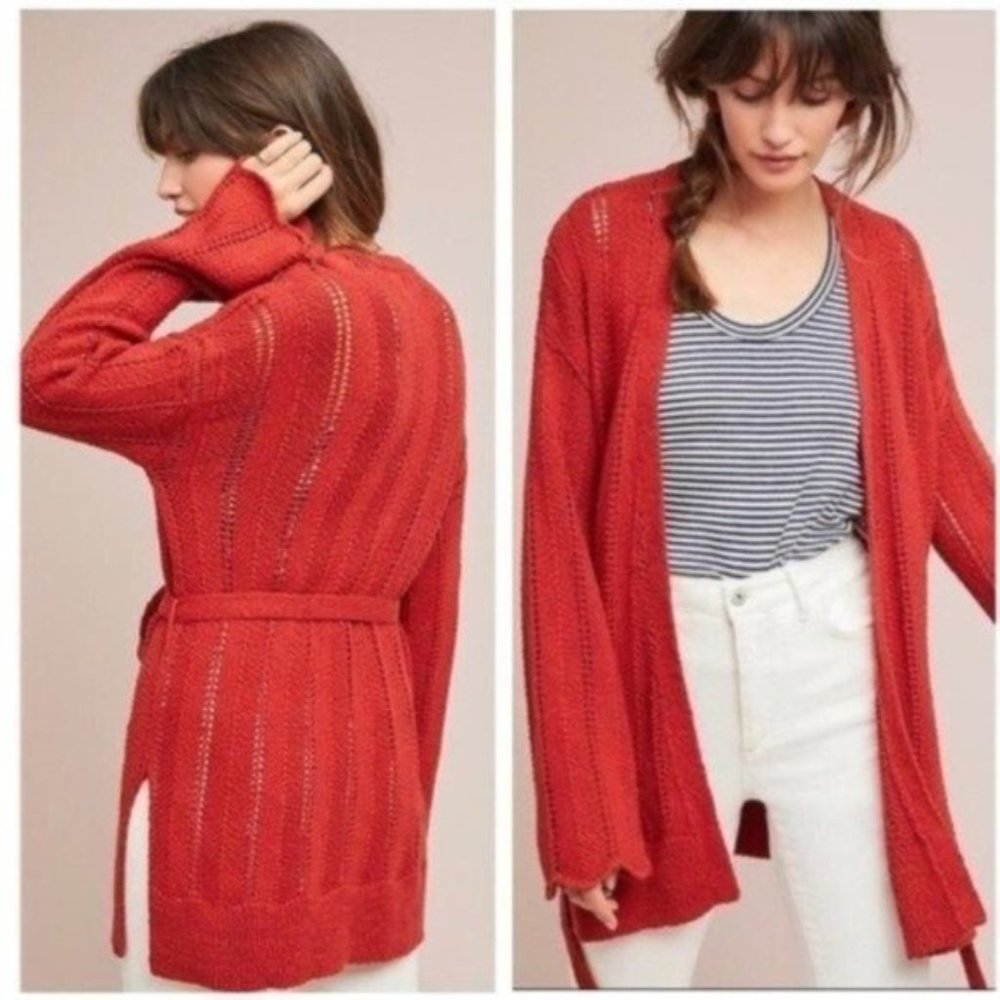 Meadow Rue Anthropologie Belted Cardigan Sweater